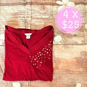 Christopher & Banks red 3/4 Sleeve top